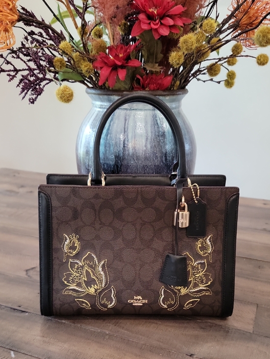 Coach Handbags - COACH Zoe Carryall Bag in Signature Canvas Print Floral Embroidery w/ lock & key